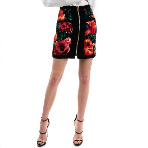 NWT Authentic Balmain Velvet Floral Mini Skirt - Picture 9 of 13